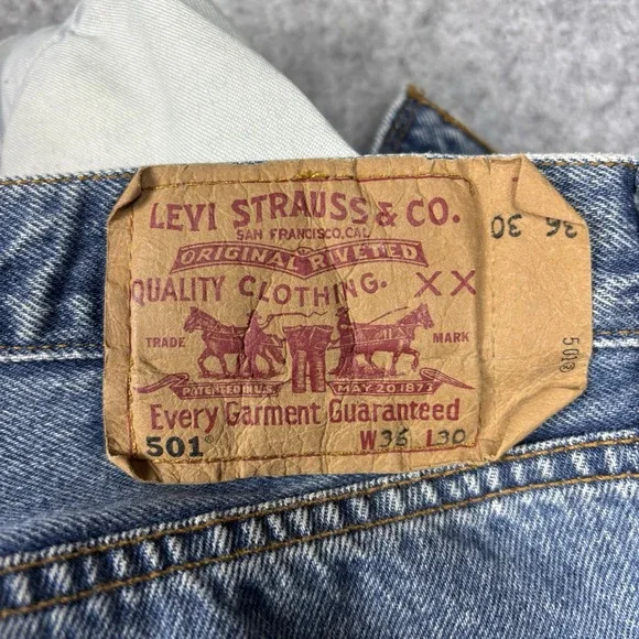 Vintage Levis 501 Orginal Button Fly Denim Mens 36x30 Blue 1992 90s Y2K Retro
